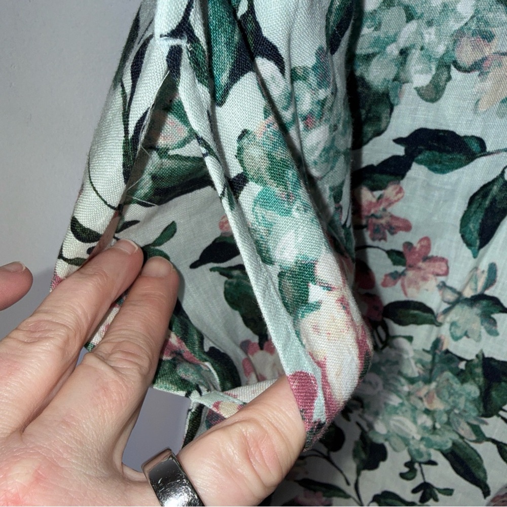 J.Jill Linen Sleeveless‎ Dress Floral Hydrangeas Beach Lagenlook Sz L - Picture 4 of 5